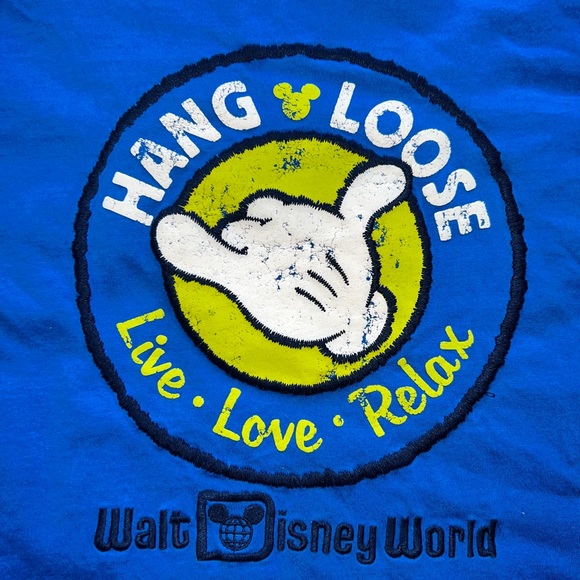 Walt Disney World embroidered Hang Loose Mickey Royal Blue Size Medium unisex - Picture 2 of 7